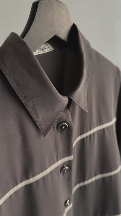 90s Grey Blouse with White Trim