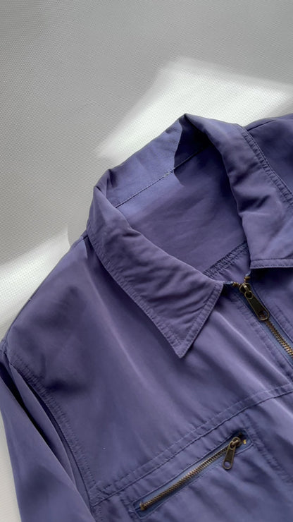 90s Silk Effect Zip-Up Shirt Jacket