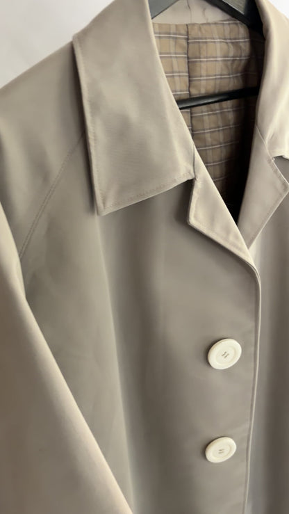 Vintage 1970s Beige Minimal Trench Coat
