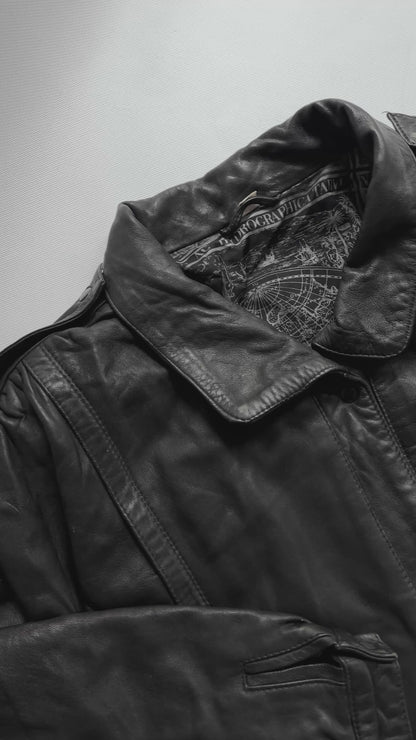 1990s Black Leather Bomber Jacket