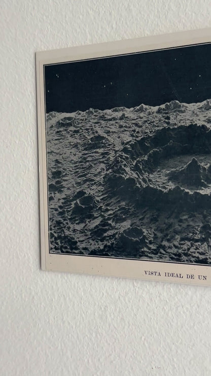 Antique 1929 Lunar Surface Print After James Nasmyth – Moon Crater Scientific Illustration