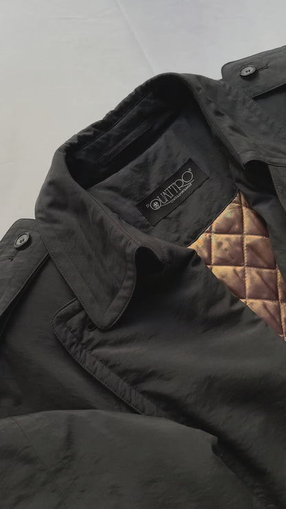 80s Charcoal Grey Belted Trench Coat