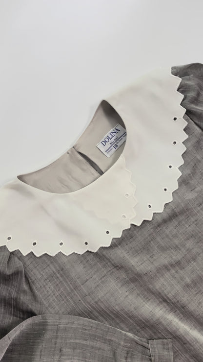 70s Grey Drop-Waist Dress